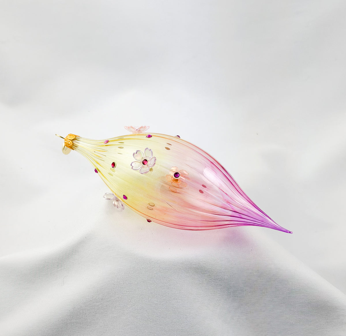 Olive in Gelb und Pink mit transparenten Blüten, GlitterLab