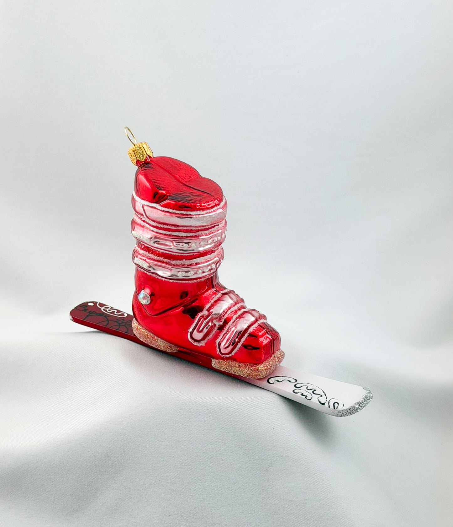 Red Ski Boot with Ski