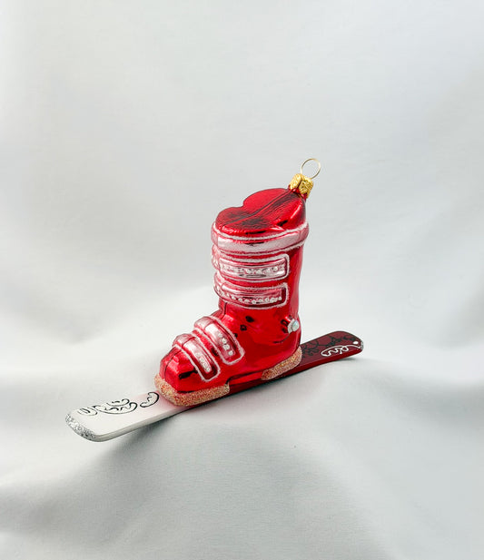Red Ski Boot with Ski