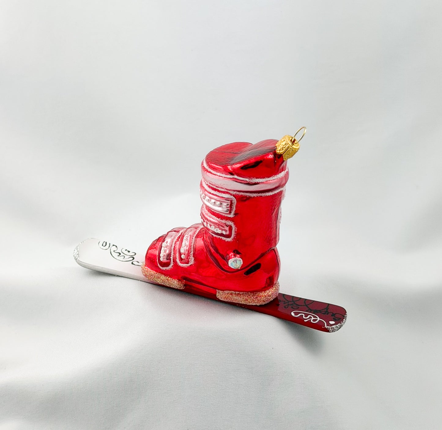 Red Ski Boot with Ski