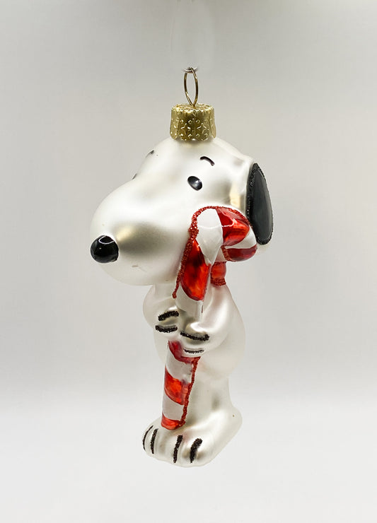 Snoopy loves his candy cane
