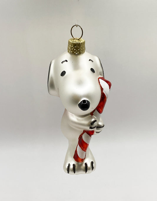 Snoopy loves his candy cane