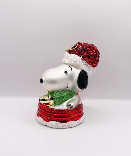 Snoopy macht zusammen mit Woodstock eine Schlittenfahrt