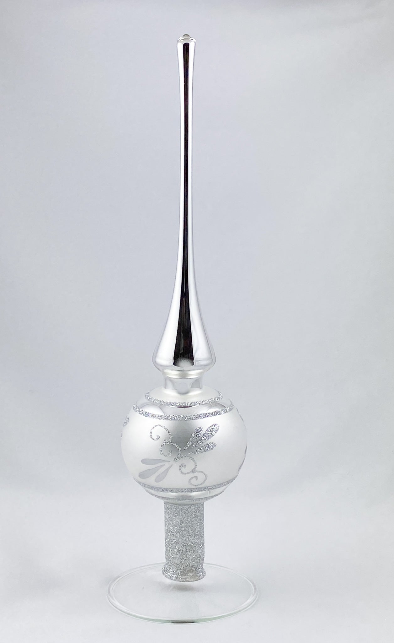 Tree topper silver with silver glitter