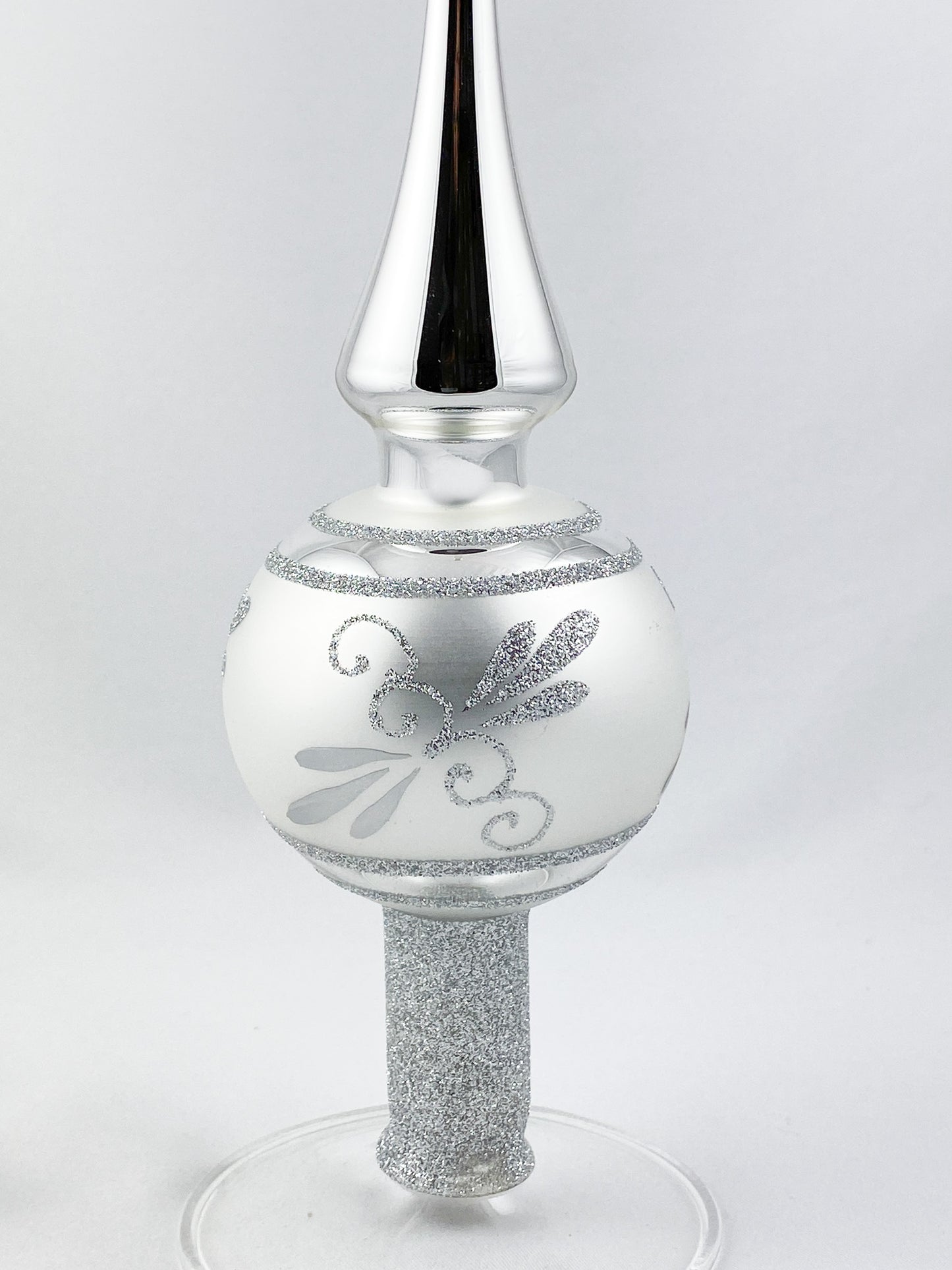 Tree topper silver with silver glitter