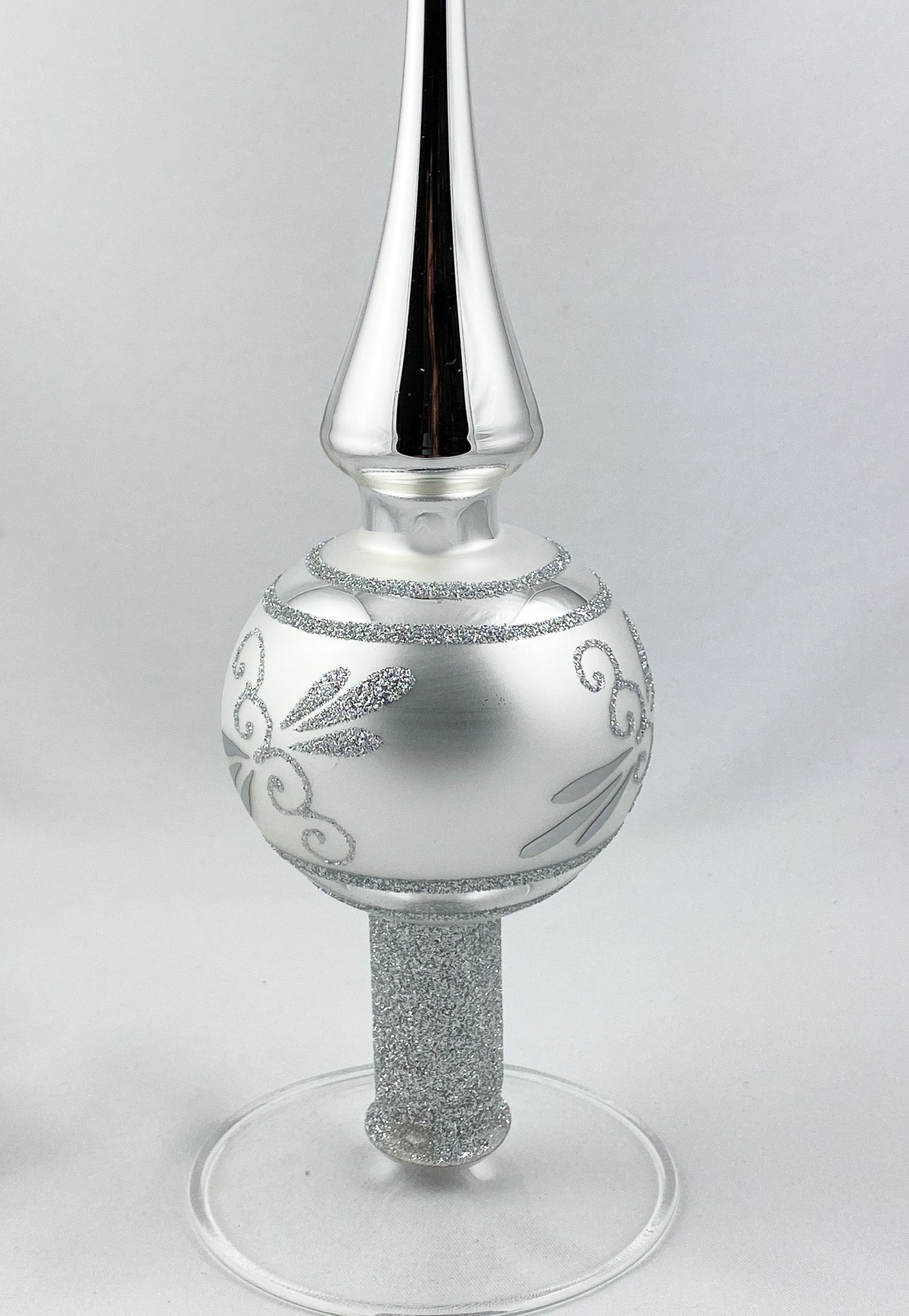 Tree topper silver with silver glitter