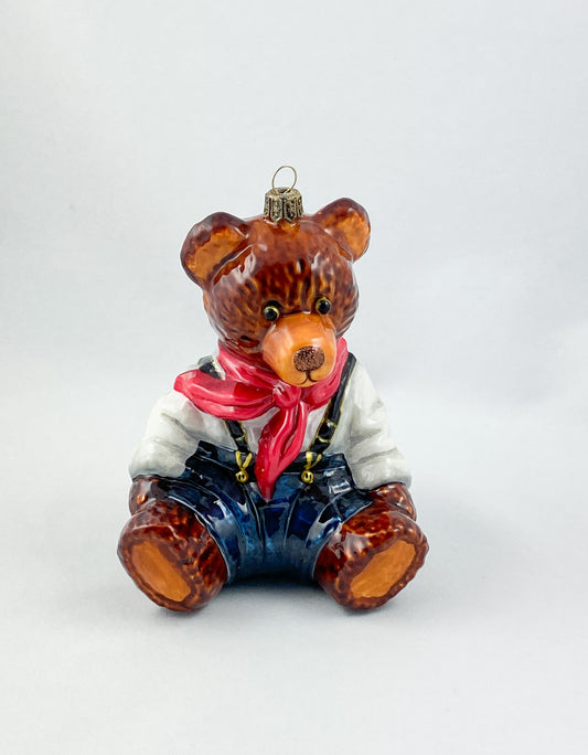 Teddy bear in blue overalls AtlasArt