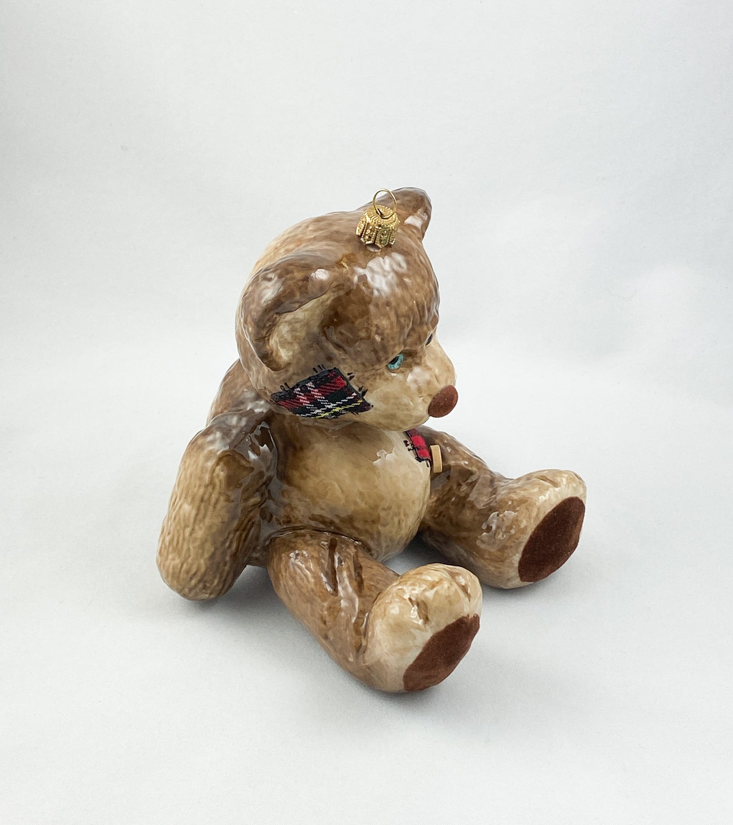 Brown teddy bear with fabric patches AtlasArt