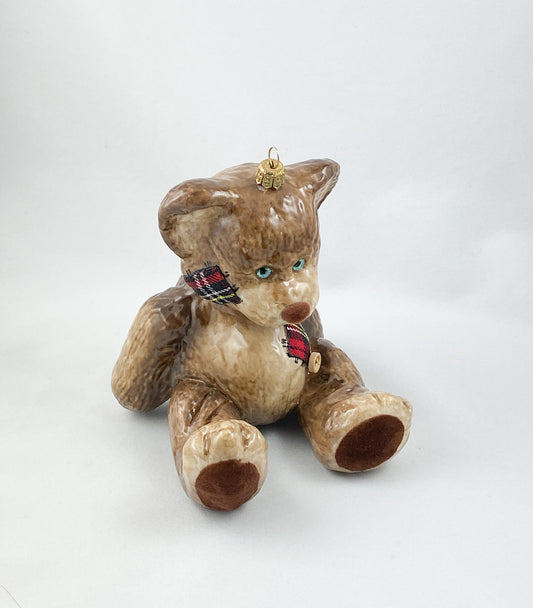 Brown teddy bear with fabric patches AtlasArt
