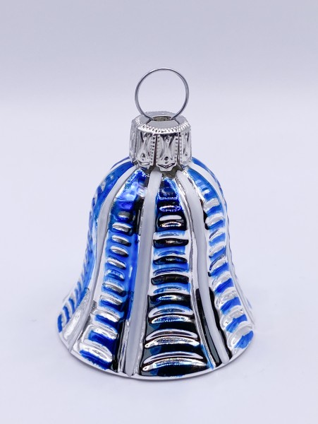 Silberne Glocke mit blauen Streifen
