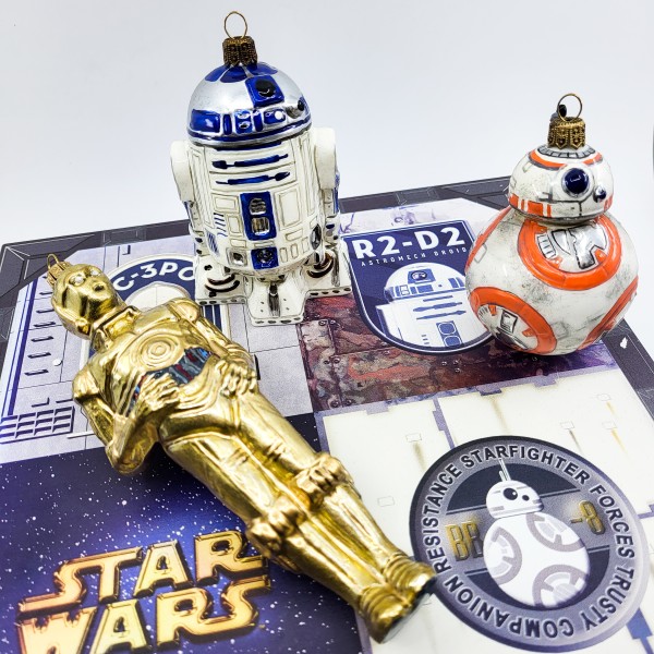 BB-8, C-3PO und R2-D2, 3er Set, in Holzbox, AtlasArt