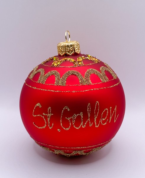 Rote Kugel mit goldener Aufschrift " St.Gallen "