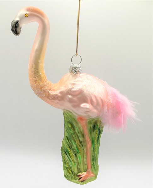 Flamingo mit rosa Echtfedern