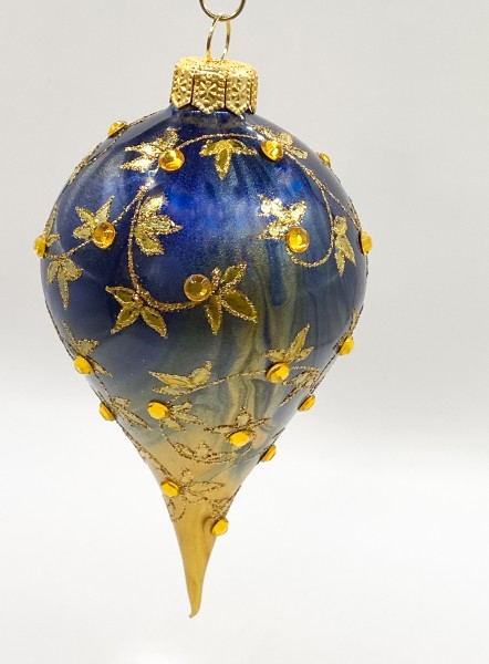 Zapfen gold-blau marmoriert mit Blätterranken