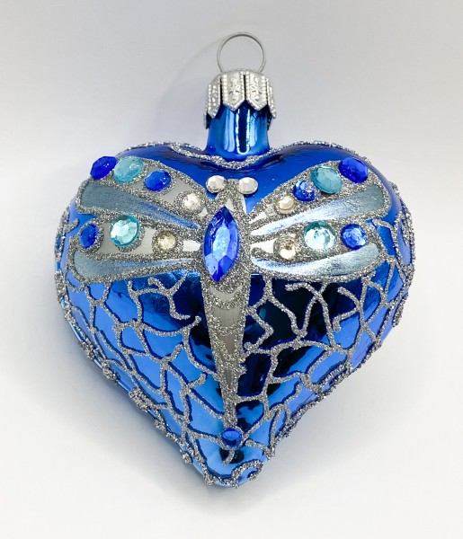 Blaues Herz mit stilisierter Libelle