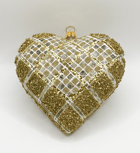 Herz transparent mit Gold-Karomuster