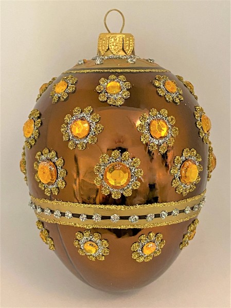 Kupfer Faberge-Ei mit goldenen Steinen