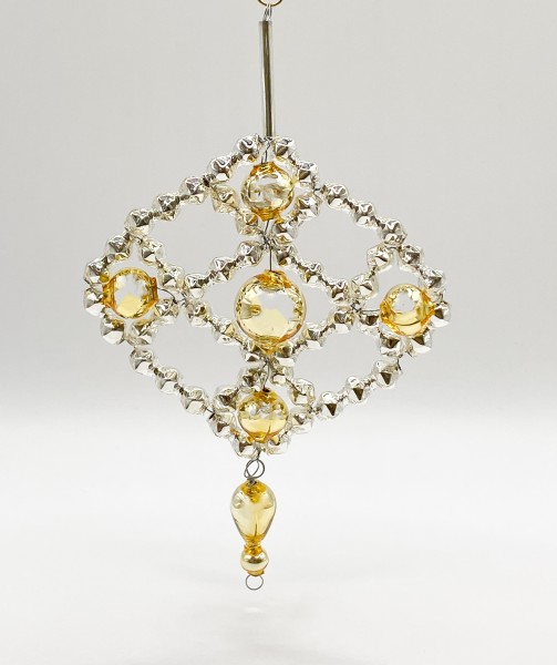 Silbernes Trapez mit goldenen Gablonzer Perlen