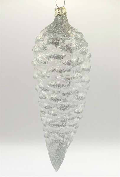 Tannen - Zapfen, transparent mit Silber-Glimmer