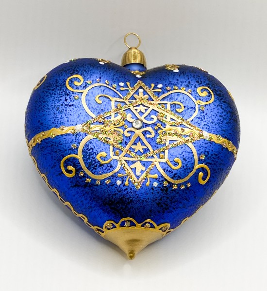 Blaues Herz mit orientalischem Golddekor
