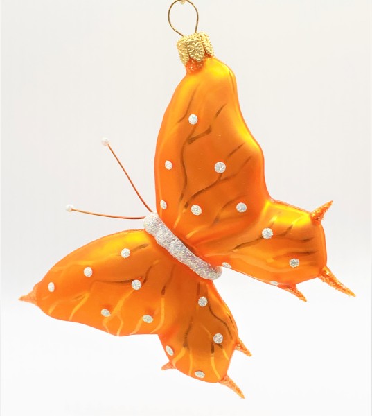 Schmetterling orange, weisse Tupfen