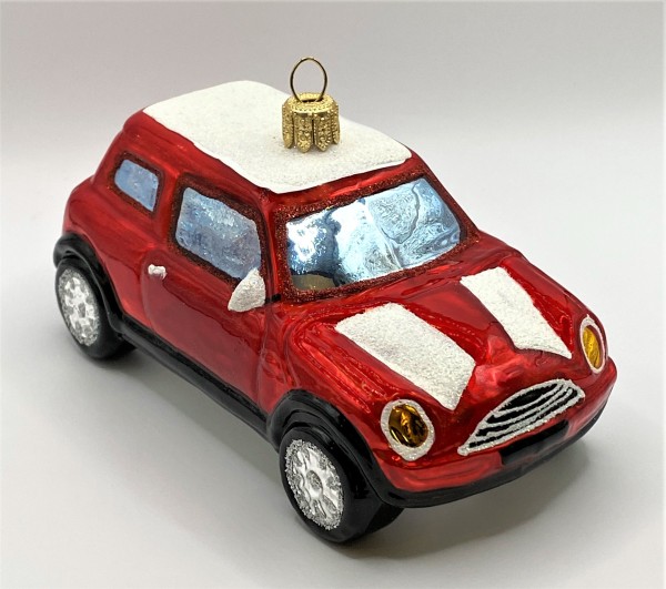 Roter Mini Cooper mit weissem Dach