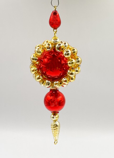 Gablonzer Perlen Tropfenform in Rot und Gold