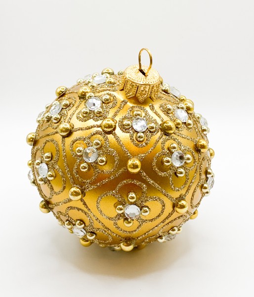 Kugel gold matt mit stilisiertem Blumendekor