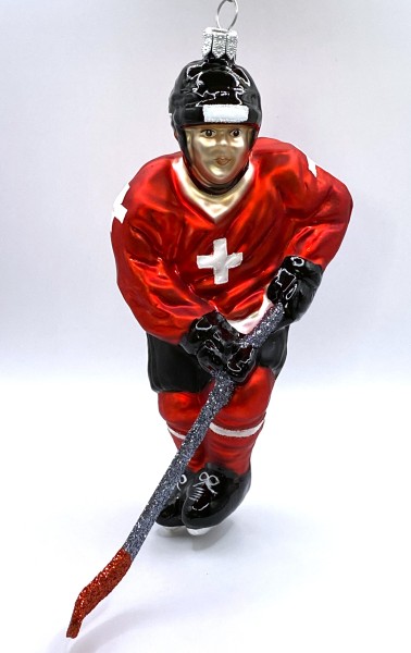 Eishockey Spieler mit Schweizer Kreuz