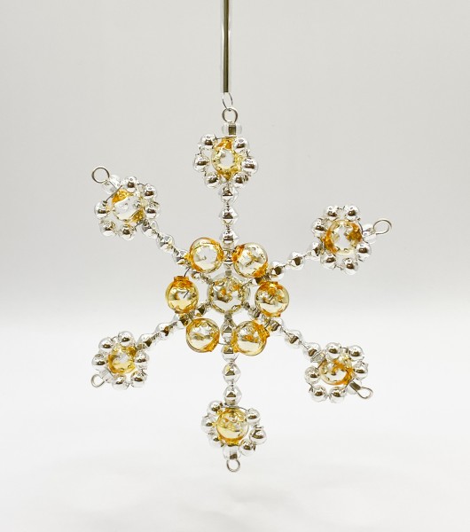 Gold und Silber Schneeflocke mit Gablonzer Perlen