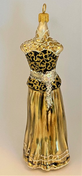 Langes schmales gold schwarzes Kleid