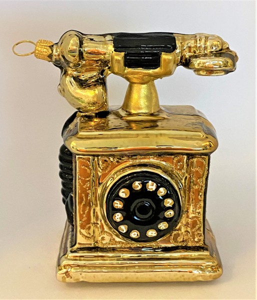 Nostalgisches Telefon antikgold mit schwarzer Wählscheibe