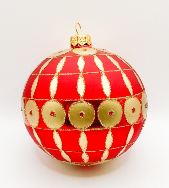 Rote Kugel mit goldenem Art-Deco Muster