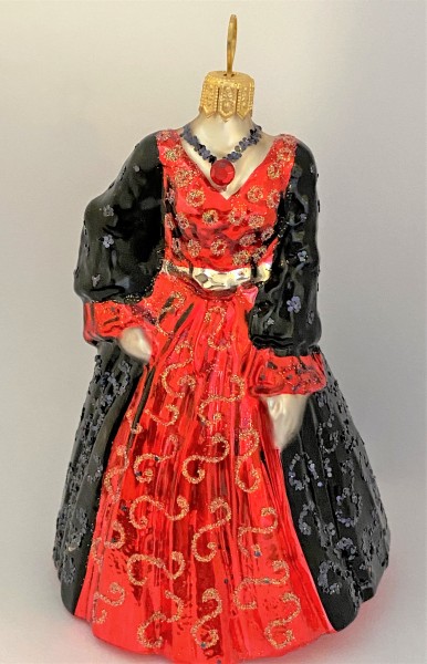 Langes breites rot schwarzes Kleid