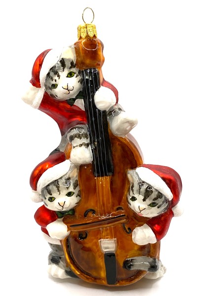 Drei Tigerkatzen musizieren mit dem Kontrabass, KOMOZJA MOSTOWSKI