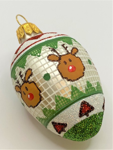Kleines Ei mit Weihnachts-Stickerei-Motiv