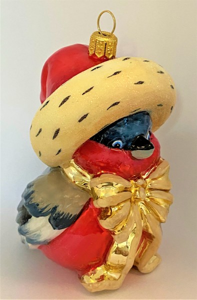 Süsses Vögelchen mit Schleife und Santa`s Mütze, KOMOZJA MOSTOWSKI