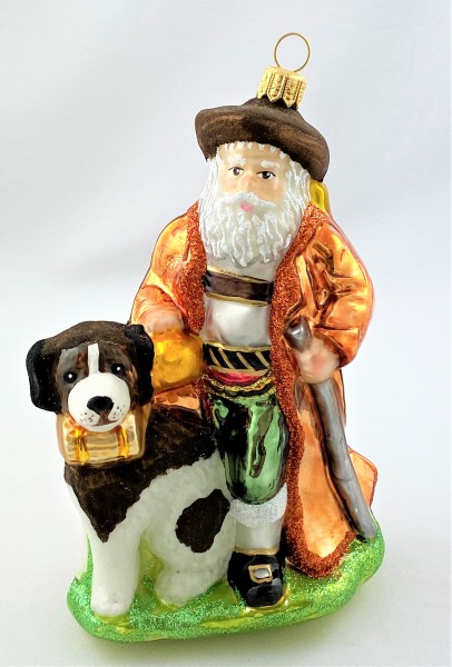 Schweizer Santa wird vom Bernhardiner-Hund begleitet