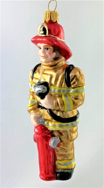 Feuerwehrmann mit Sauerstoffgerät, braunes Gewand
