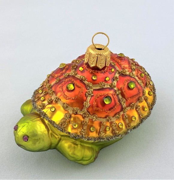 Schildkröte orange mit Glitzersteinen