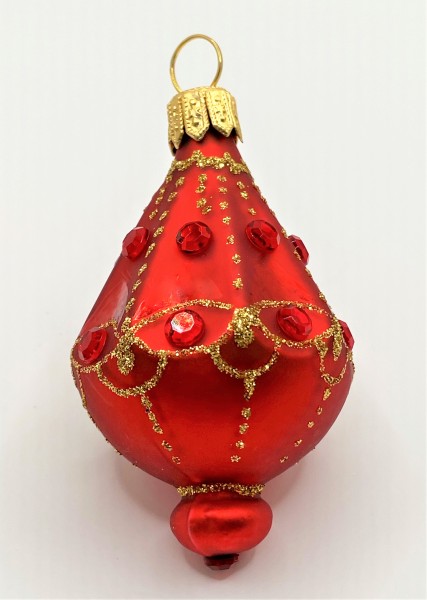 Rotes Lampion-Ornament mit roten Schmucksteinen