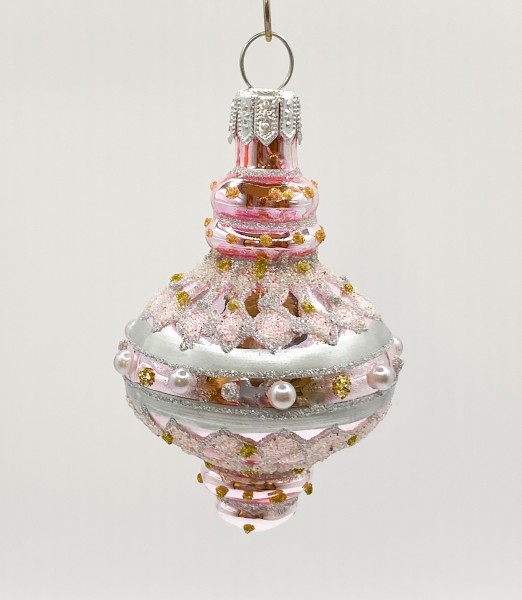Silbernes orientalisches Ornament mit rosa Dekor und Perlen-Dekor