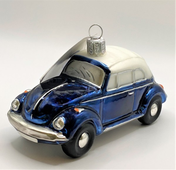 VW-Käfer Cabrio blau mit weissem Dach
