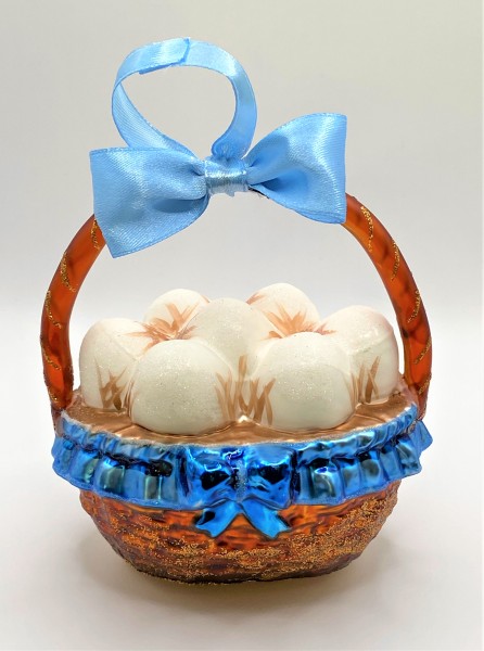 Eier-Körbchen mit blauer Schleife