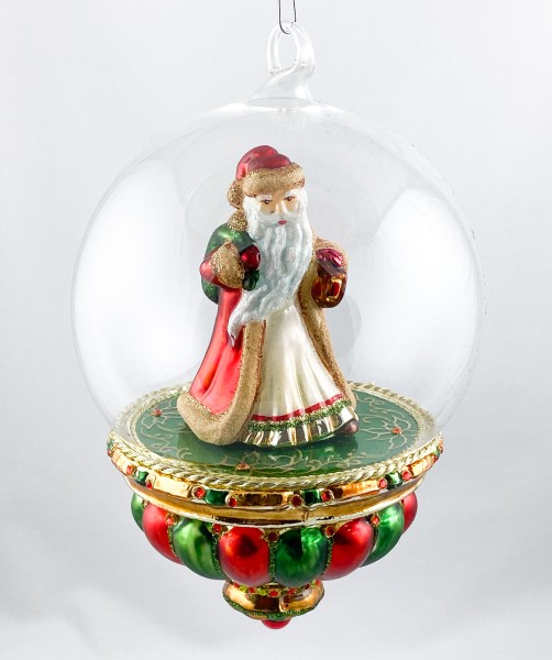 Weihnachtsmann mit Laterne in schön gestalteter Glaskugel, KOMOZJA MOSTOWSKI