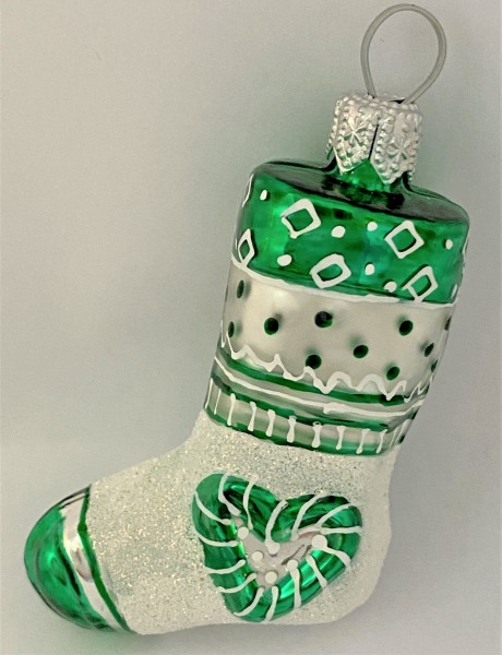 Weihnachts-Socke weiss/grün