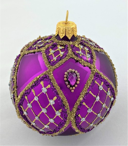 Kugel violett mit feinem Barock - Dekor
